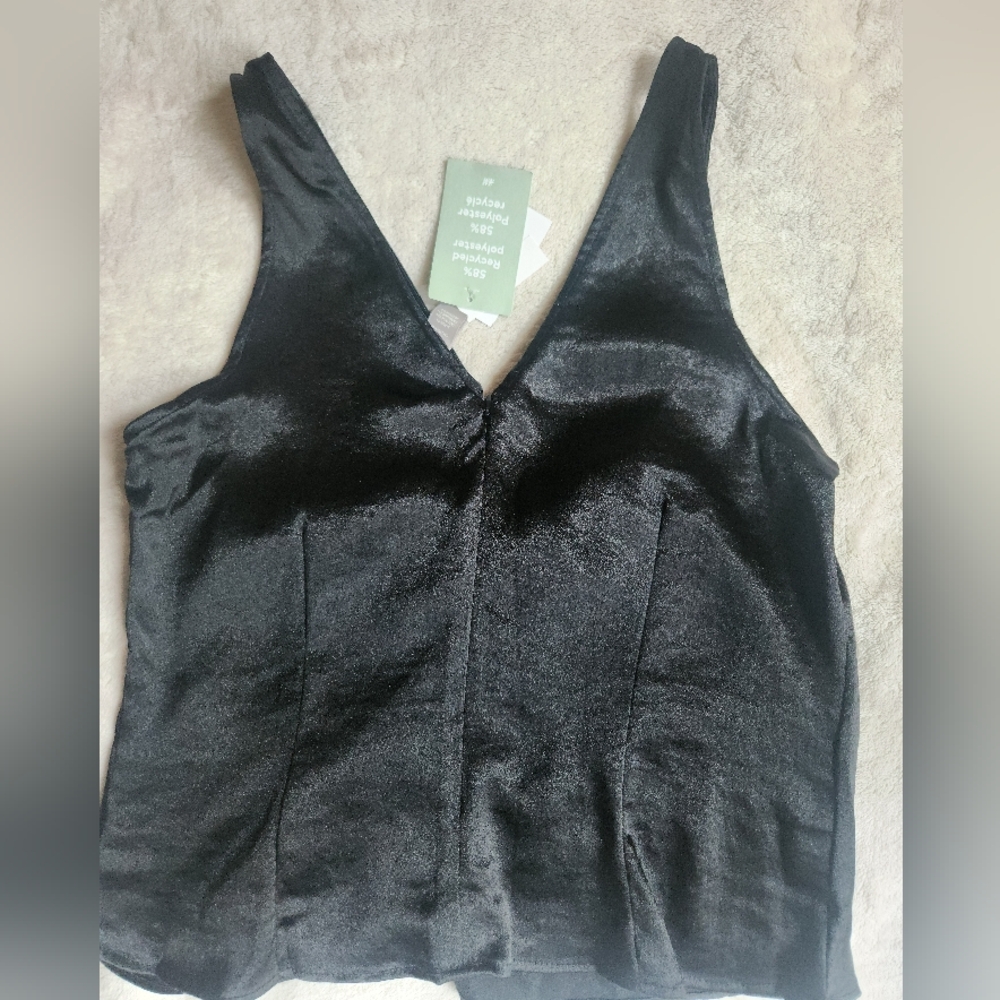 H&M top rushed satin top black sizes M, L, XL BNWT - Picture 6 of 10